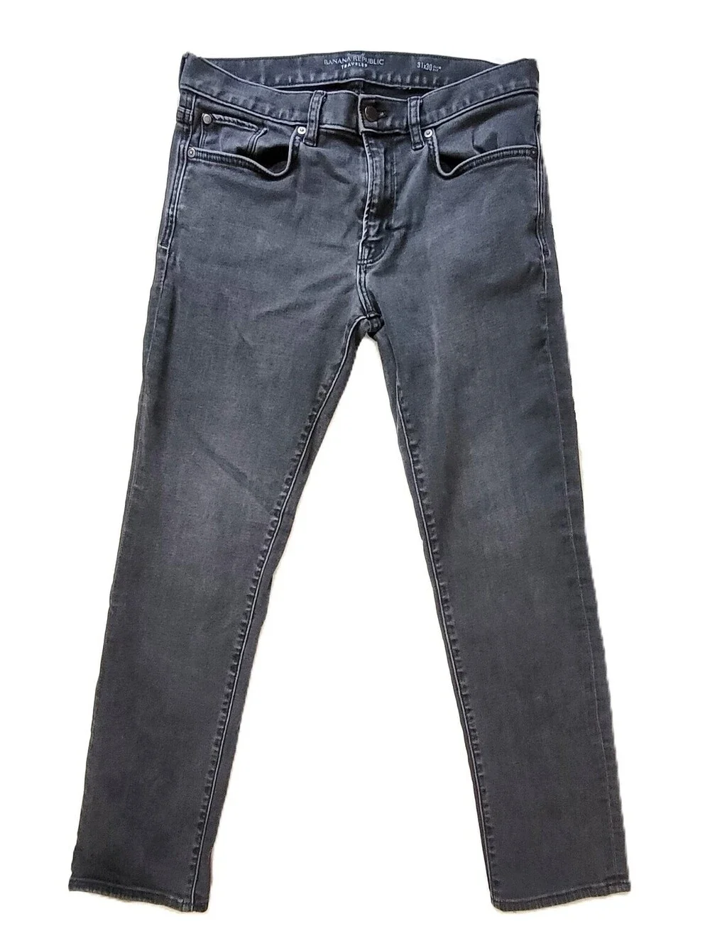 Banana Republic Traveler Slim Jeans Men's 31x30 Faded Black Stretch Denim Pants